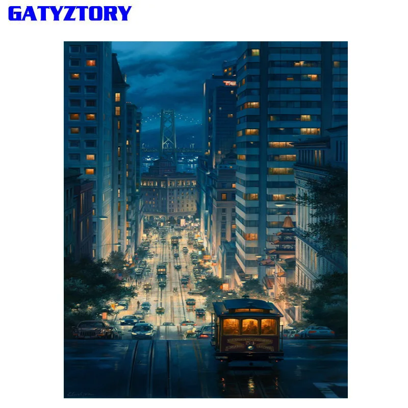 

GATYZTORY Frameless City Night DIY Painting By Numbers Modern Wall Art Picture Paint By Numbers Unique Gift For Home Decor 40x50