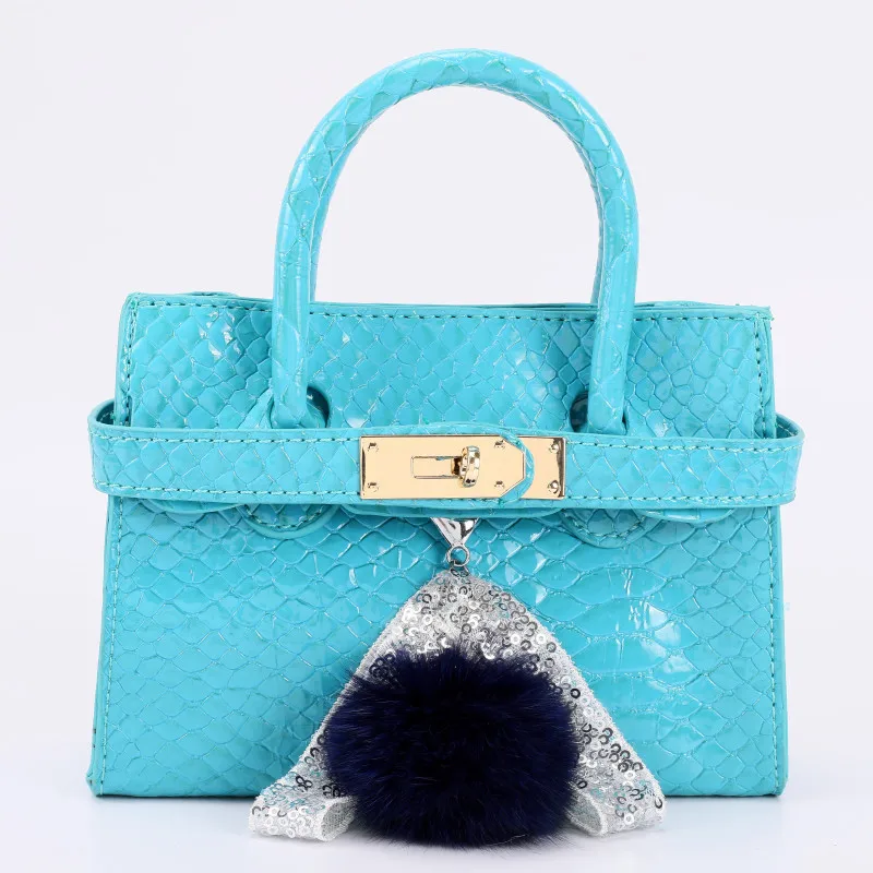 

New Luxury Children HandBag Fox Fur Ball PU Children Bags for Girls Child Evening Party Shoulder bag for Birthday Gift Bags 2019