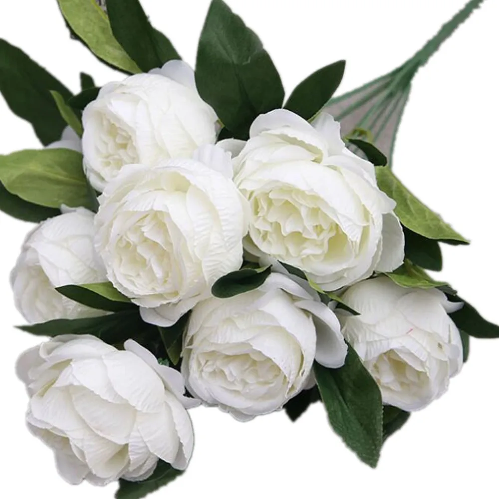 

Artificial Peony Flower 10 heads Fake Peonies with Hydrangea Flowers 9 Colors for Wedding Centerpieces Bouquets Table Decoration