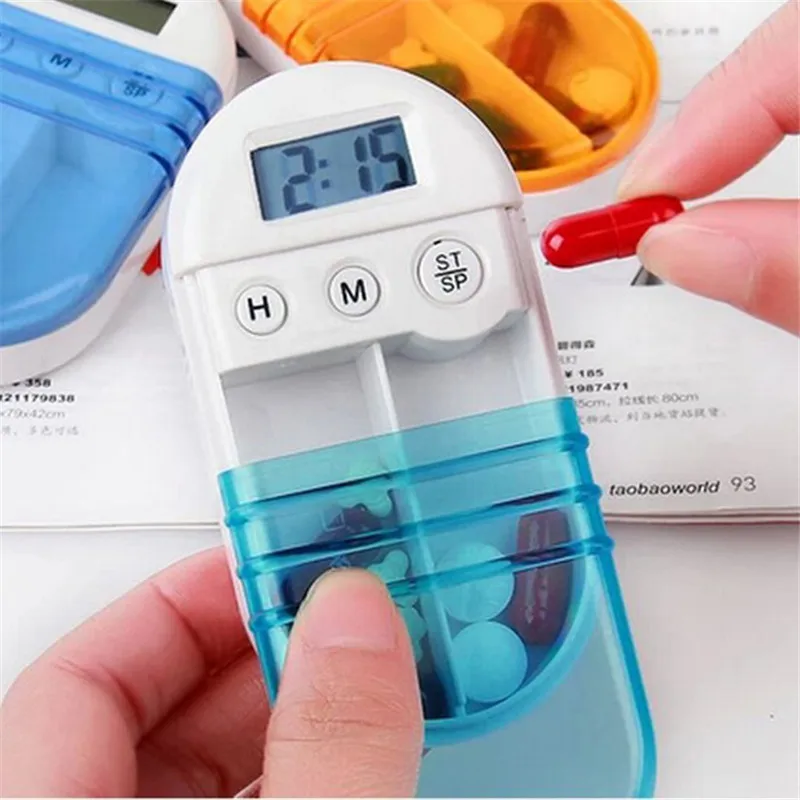 Portable Electronic Medication Reminder Timer Timed Alarm Kit Travel Medicine Tablet Pills Box Timed Medication Clock Box