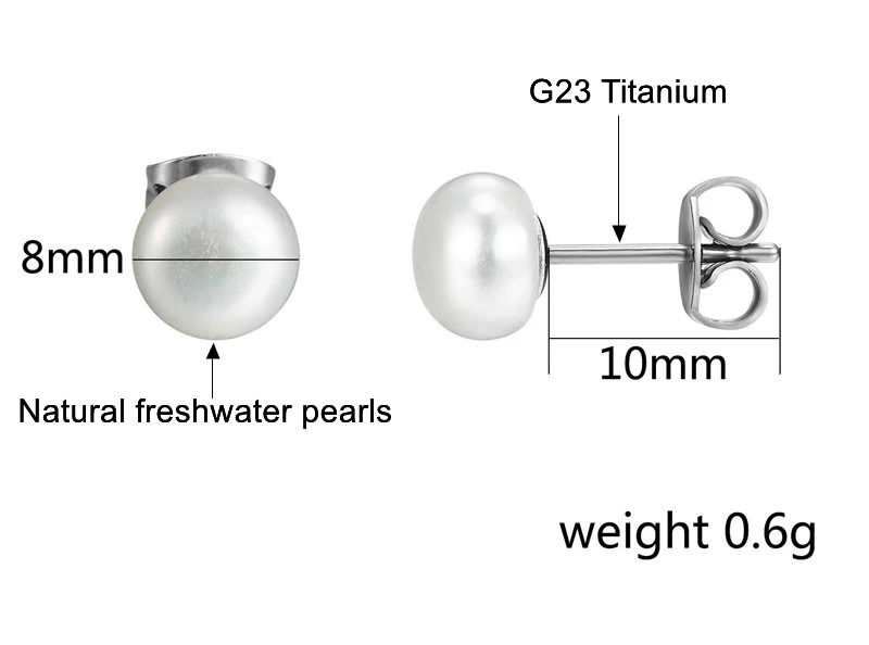 Сережки жемчуг G23titan натуральный пресноводный жемчуг серьги половина шар жемчуг G23 титановые серьги для детей девочек женские ювелирные аксессуары