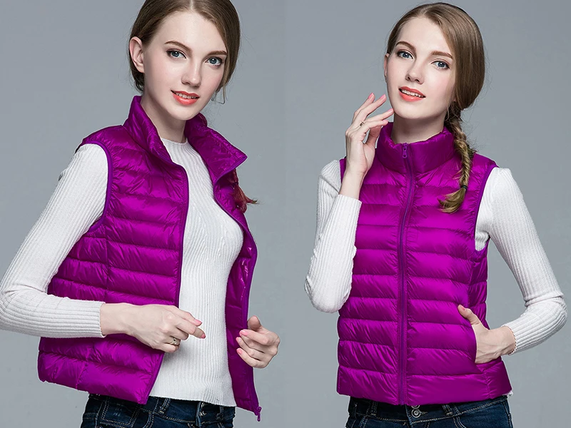 Kostlich New Arrival Autumn Vest Coat Women Ultra Light Sleeveless Jacket Waistcoat Warm Winter Vest Outwear Plus Size Clothing (70)