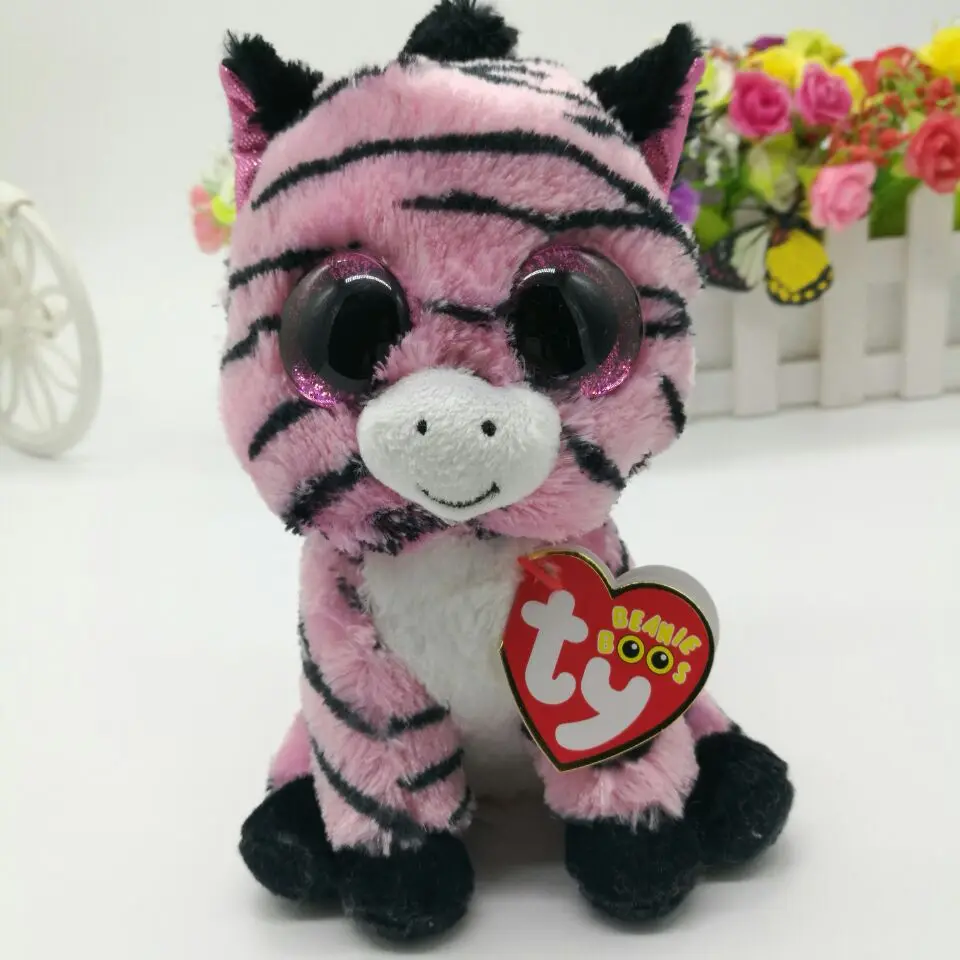 zoey pink zebra TY BEANIE BOOS COLLECTION 15CM 6" BIG EYE Plush Toys