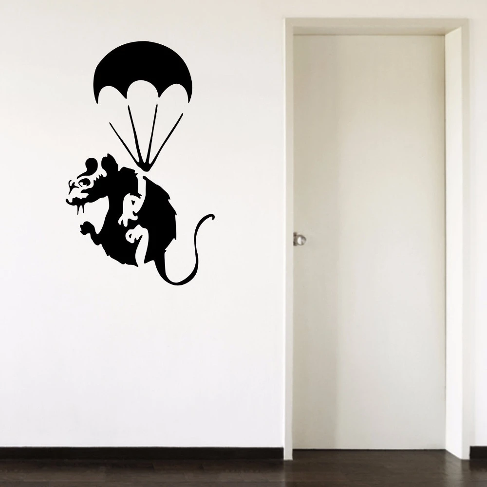 Banksy Rat parachutiste Graffiti salon couloir Vinyle Autocollant Mural Decal Banksy Rat parachutiste Graffiti salon couloir Vinyle Autocollant Mural Decal