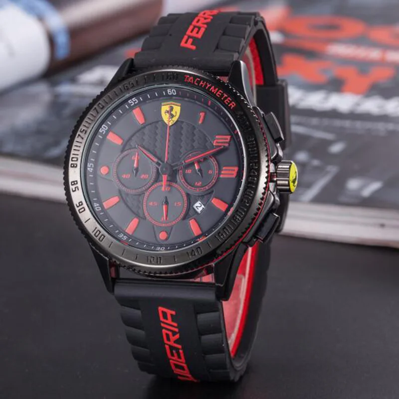 Luxury brand rubber belt watch for ferrari f1 racing series men's watches casual sports watch men 6-pin work quartz wristwatch Luxury brand rubber belt watch for ferrari f1 racing series men's watches casual sports watch men 6-pin work quartz wristwatch