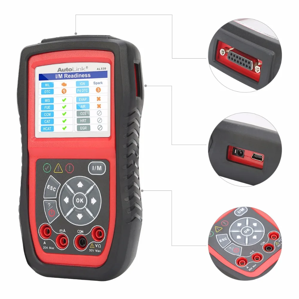 Устройство автосвязи мотеля AL539B OBD2 сканер автомобильной электрические Тесты инструмент для odb2 инструменту диагностики Европейская