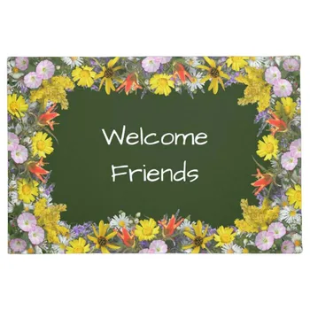 

Personality Colorado Wildflowers Welcome Friends Doormat Home Decoration Entry Non-slip Door Mat Rubber Washable Floor Carpet