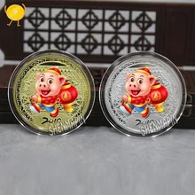 

2019 Gold Pigs sending wishes commemorative coin Chinese Lanterns pig congratulate new year coins collectibles Christmas gifts