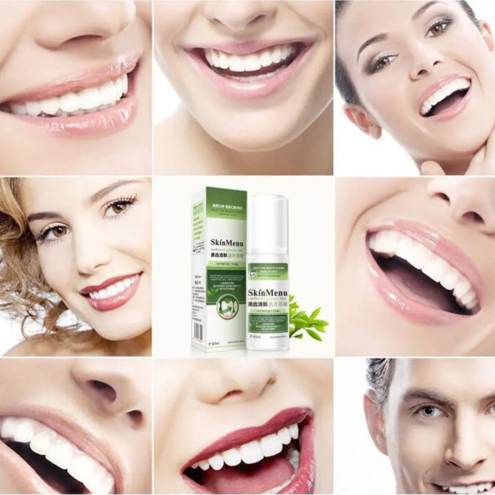 1 шт. зеленый чай эссенция чистка зубов мусс отбеливание зубов удаление пятен зубов Устранение плохого дыхания полости рта свежий тон TSLM2