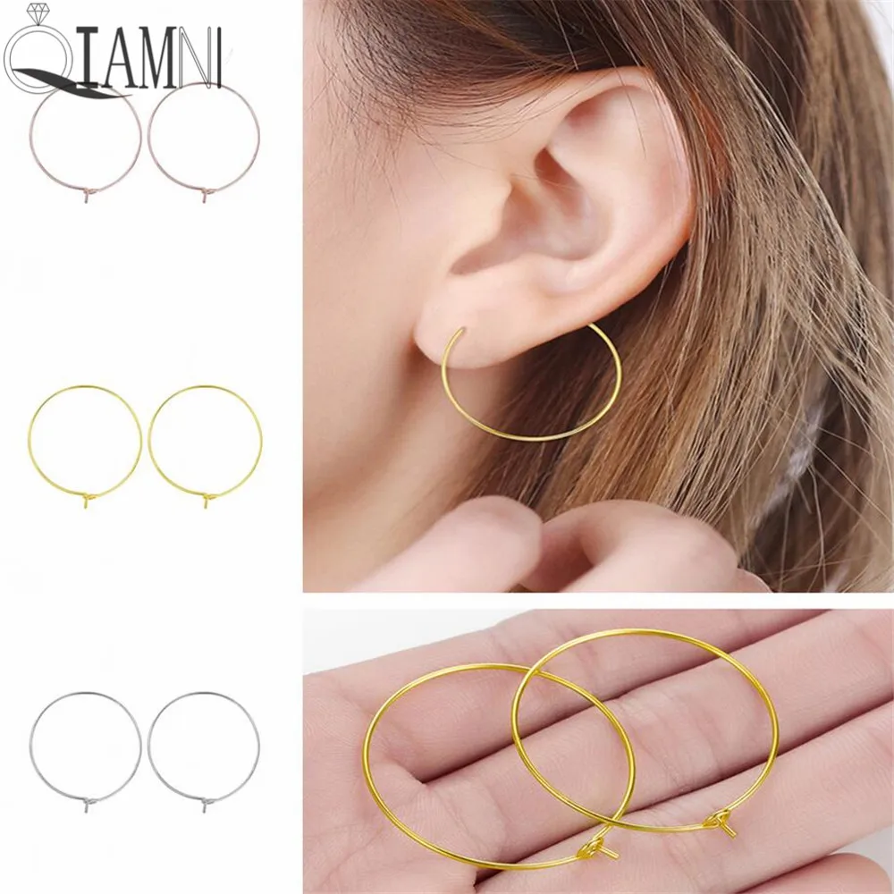 QIAMNI Sexy Trendy 15-40MM Circle Threader Hoop Earring Punk Knot Round Loop Party Gift Fantaisie Brincos Pendientes | Украшения и
