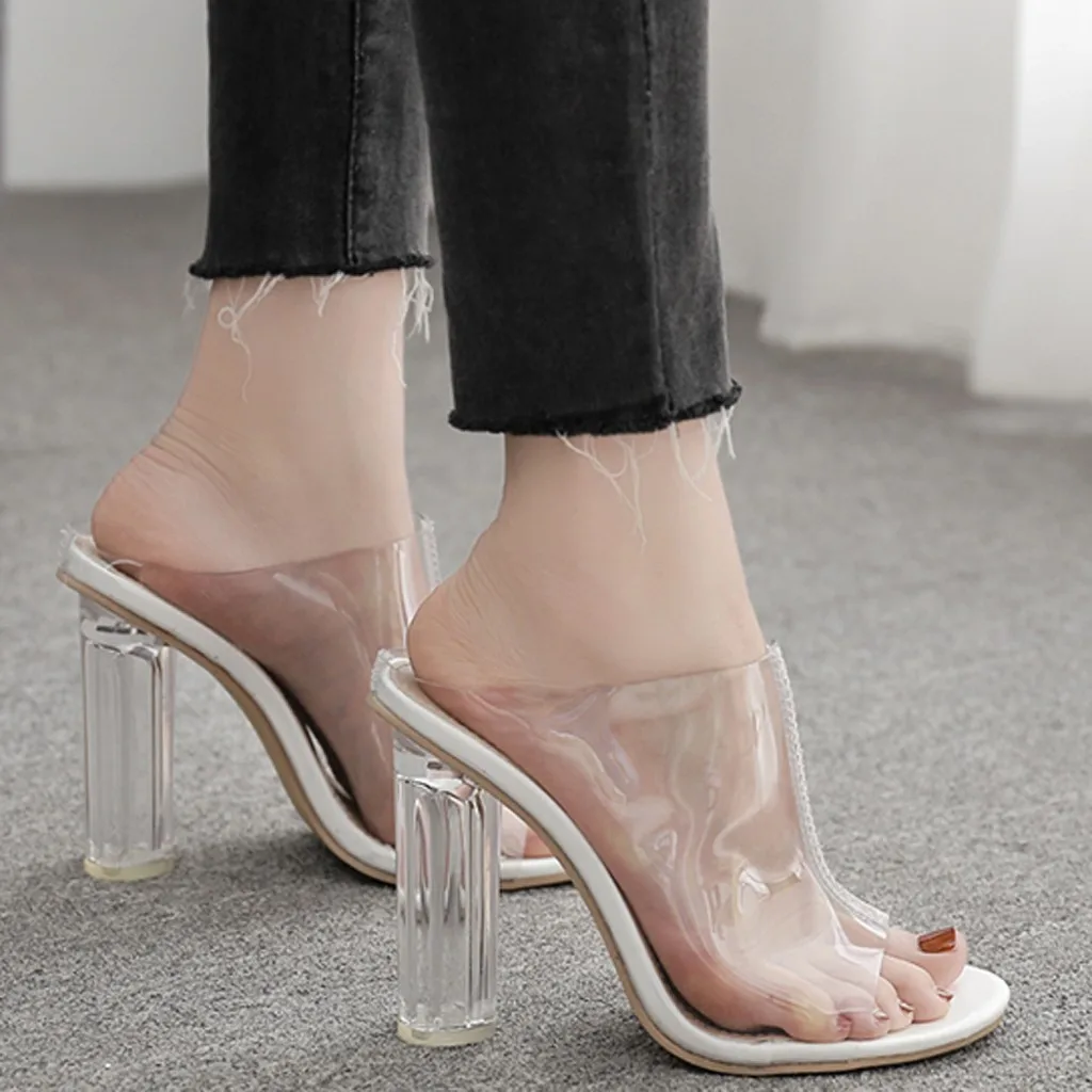 Туфли-лодочки высокого качества обувь на тонком каблуке летние прозрачные босоножки на высоком каблуке для свадебной вечеринки Модные прозрачные босоножки Обувь для вечеринок