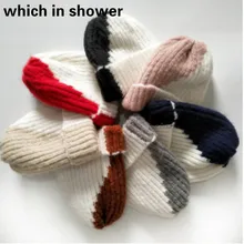 Лоскутная теплая зимняя шапка Skullies Beanie для родителей и детей, Толстая шерстяная вязаная шапка для женщин и девочек, женская теплая шерстяная шапка, шапка, детская шапка