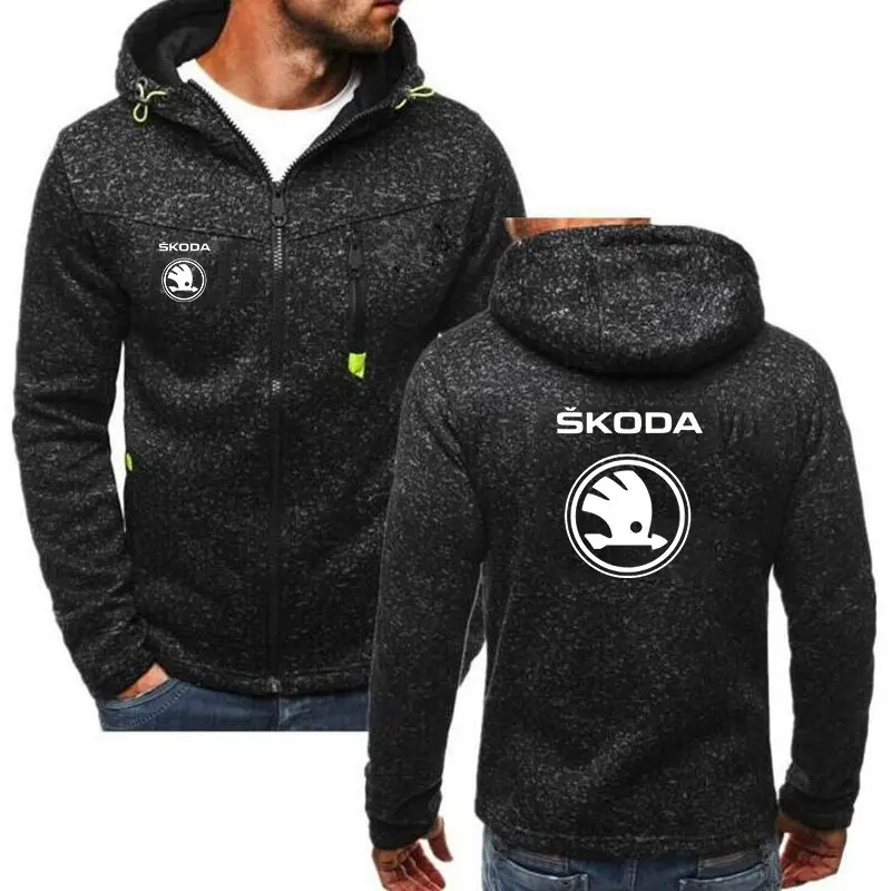 Skoda Rear Logo Zip Through Hoody Hoodie Hooded Top