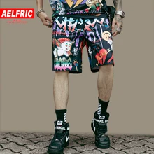 AELFRIC забавные хип-хоп с буквенным принтом граффити короткие мужские летние модные Harajuku повседневные до колен праздничные пляжные шорты