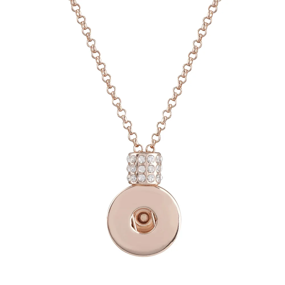 

Newest Simple Style round Necklaces &Pendants Rose Gold Color Fashion Snap Jewelry For Women Chain Accessiories 18mm Snap button