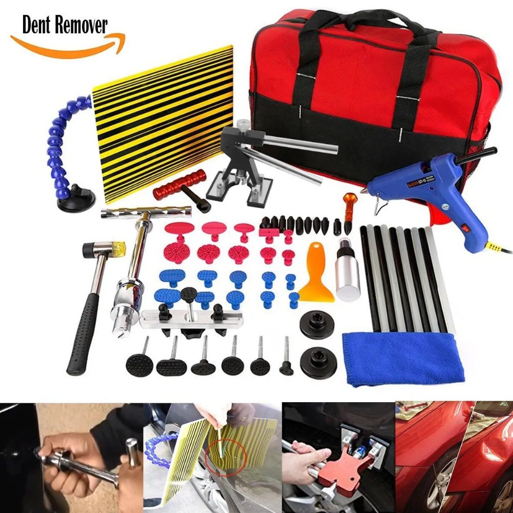 65pcs hand tools set car dent puller reflector board reverse hammer for
