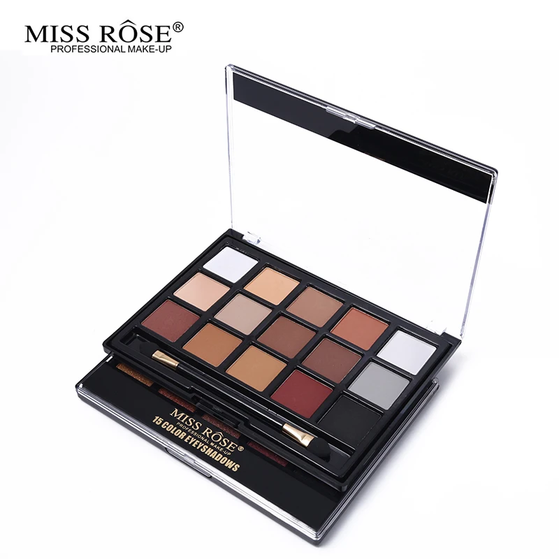 Матовые мерцающие тени для век Miss Rose палитра теней 15 цветов блестящие телесного