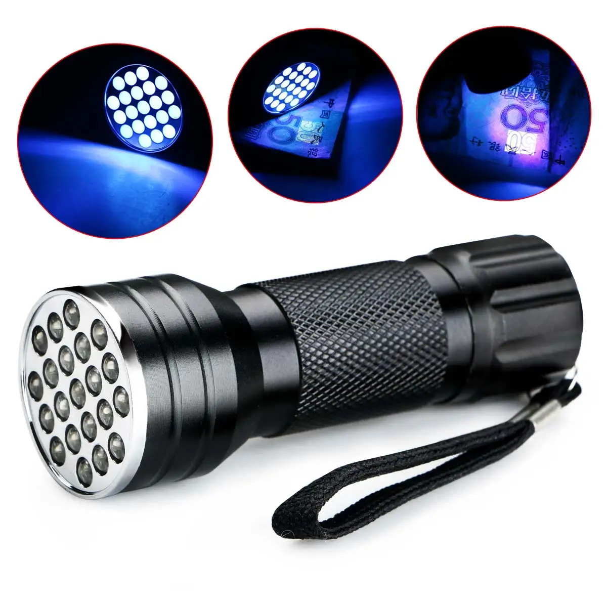 Mini Aluminum UV Ultravlolet LED Flashlight  Black light Torch LightLamFashiJKU 