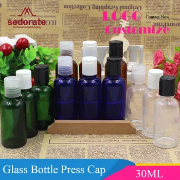

Sedorate 30 pcs/Lot 30ML Amber Glass Bottles For Perfume Glass Vial With Press Lid Cap Essential Oil Containers YM009