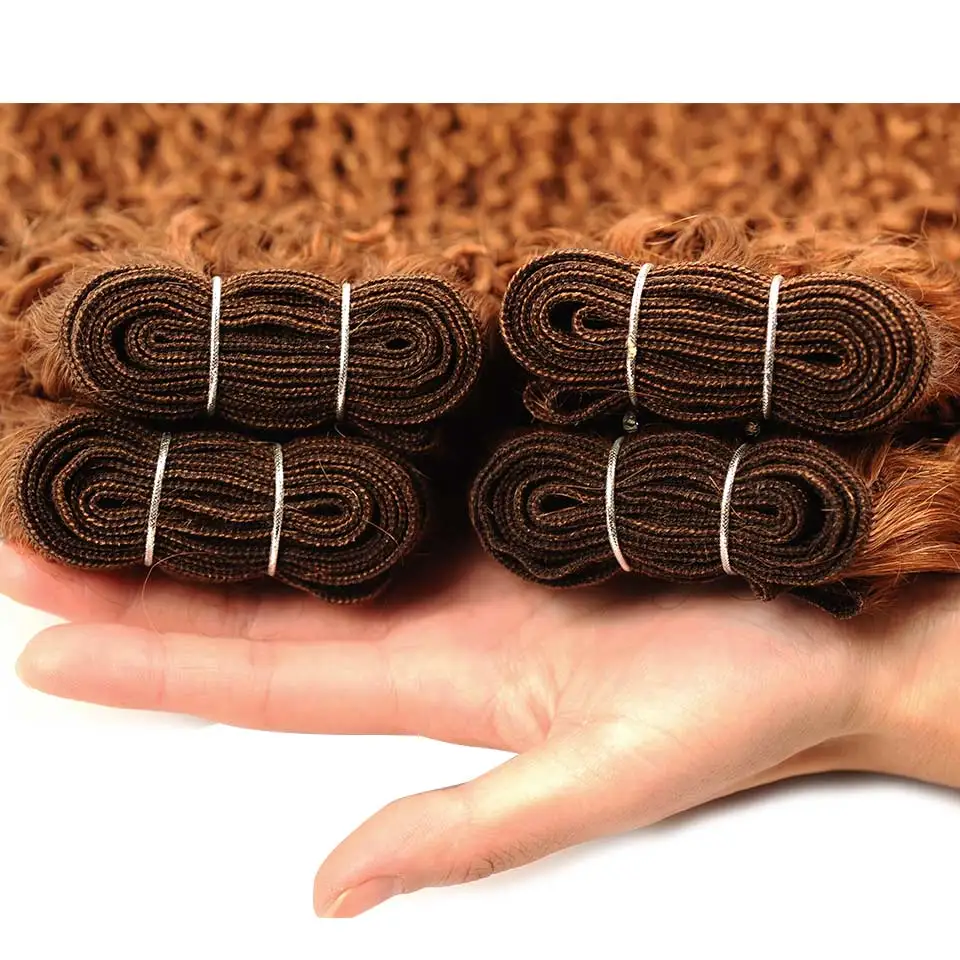 Pinshair Hair Pre-Colored Peruvian Hair 3 Bundles Jerry Curly Human Hair Weaves Extensions Color 30 Cheap Non-Remy Hair Weft (71)