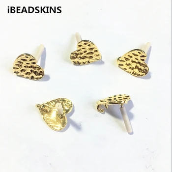 

New arrival!15mm 100pcs/lot gold colorTwisted heart shape Zinc alloy Earrings Stud/accessories for Earrings DIY(as shown)