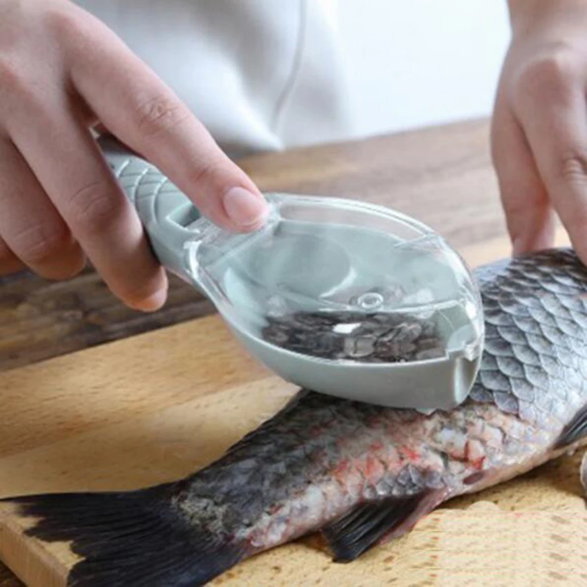 

Fish Scale Scraping Fish Skin Brush Fast Remove Fish Cleaning Scraper Kitchen Cooking Tools with Clear Cover
