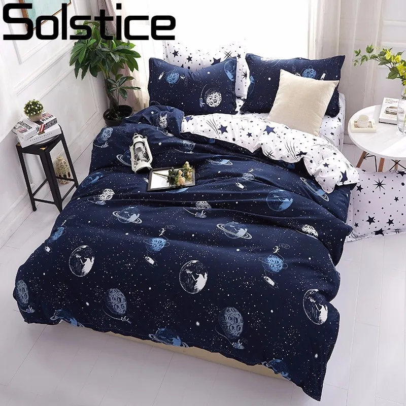 

Solstice 3D Universe Stars Bedding 3 / 4pcs Kit Cartoon BedSheet Pillowcase Bedclothes Bed Linen Single Twin Full Queen Sizes