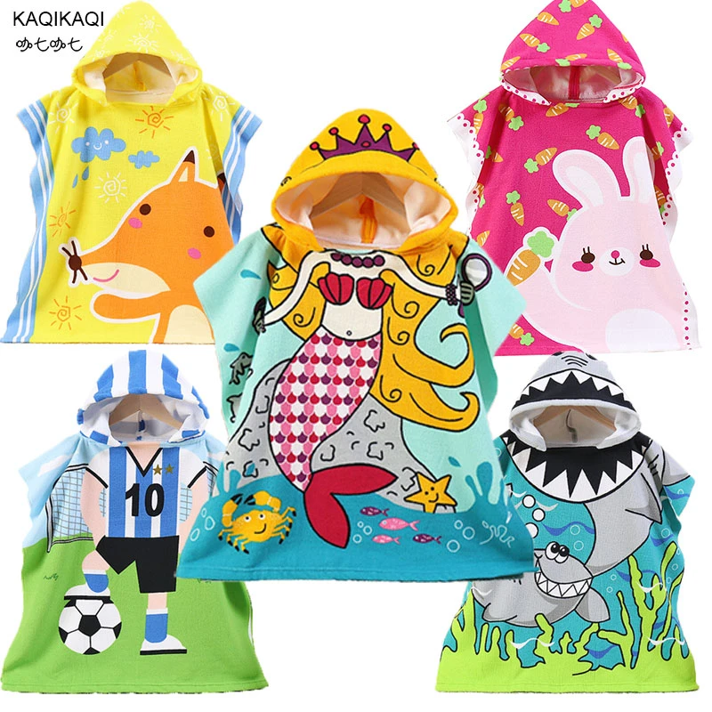 Serviette De Plage En Coton Pour Enfants Serviette De Bain A Motif Sirene Et Requin A Capuche Pour Bebes Garcons Et Filles Aliexpress