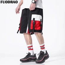 Fuodrao японский мужские шорты Карго Дизайнерская обувь в стиле пэчворк с карманами летние шорты Для мужчин хип-хоп Уличная Повседневное короткие Для мужчин брюки D030