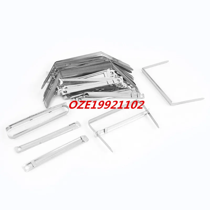 

50 Sets Office 8cm Capacity Silver Tone Prong Files Clamp Paper Fasteners