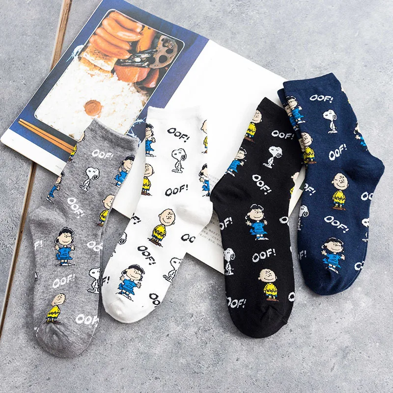 Dreamlikelin الكرتون النساء الجوارب الحيوان طباعة أزياء القطن Kawaii الكلب سنوبي الجوارب لوح التزلج جوارب بأشكال مضحكة