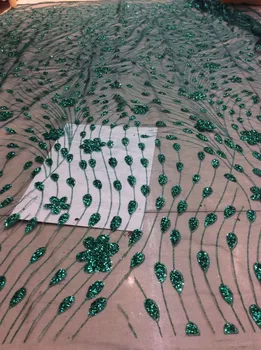 

Green Glitter Lace Fabric For Wedding Dress African Lace Fabric 2018 Sequines 5yard/lot African Lace Sequin Fabric
