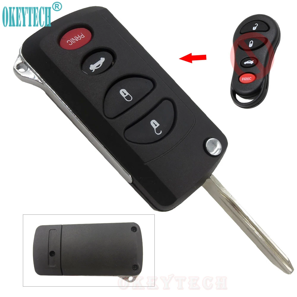 

OkeyTech Replacement Remote Car Key Shell Fob Case 3/4 Buttons For Chrysler Sebring For Jeep Liberty For Dodge Neon Intrepid