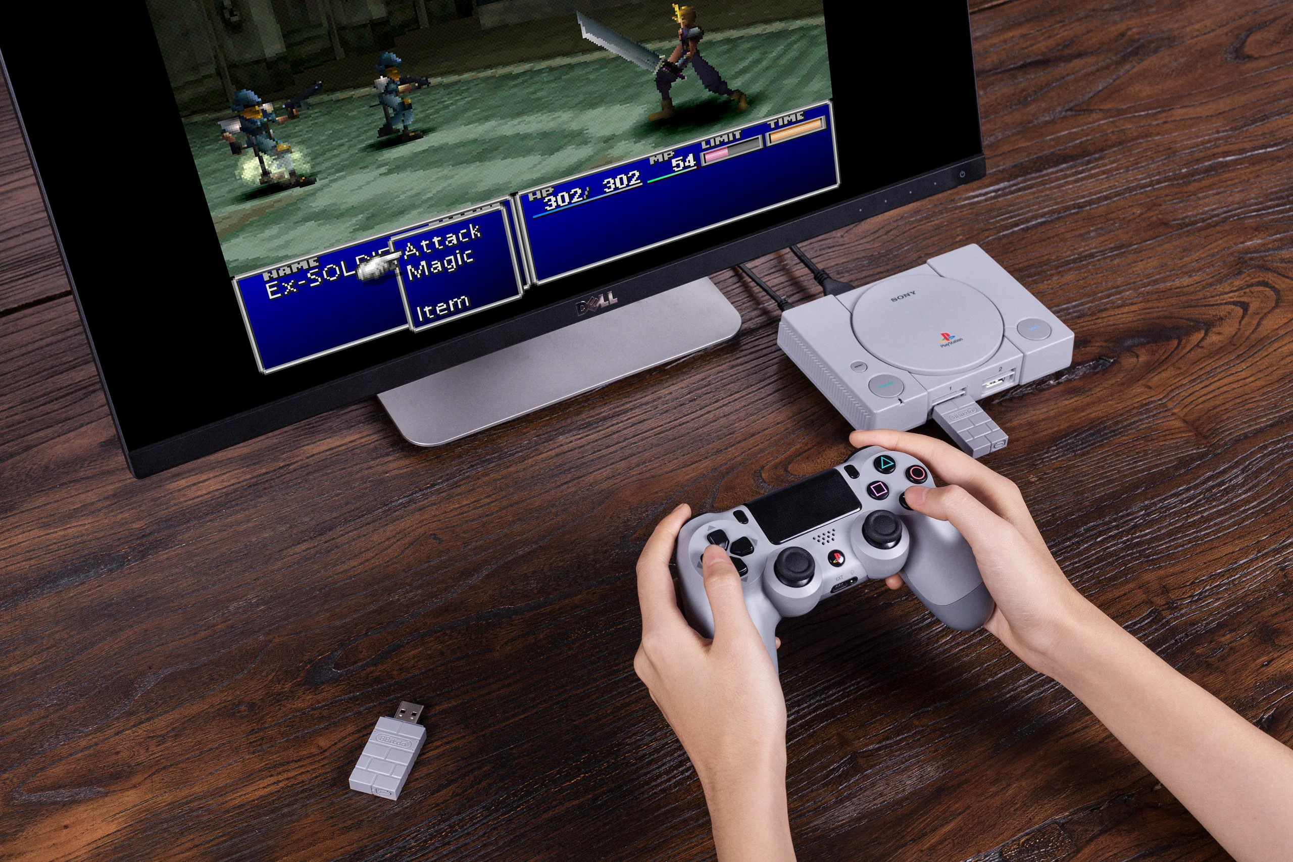 8Bitdo Grey Wireless Adapter USB Gamepad Receiver for PS1 Classic Edition / Nintendo Switch / Win / macOS