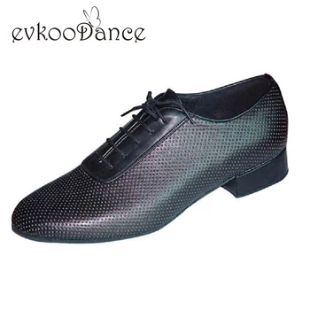 

Comfortable Heel Height 2.5cm Size US 4.5-13.5 Black Leather Professional Low Heel Ballroom Dance Shoes For Boys MB005