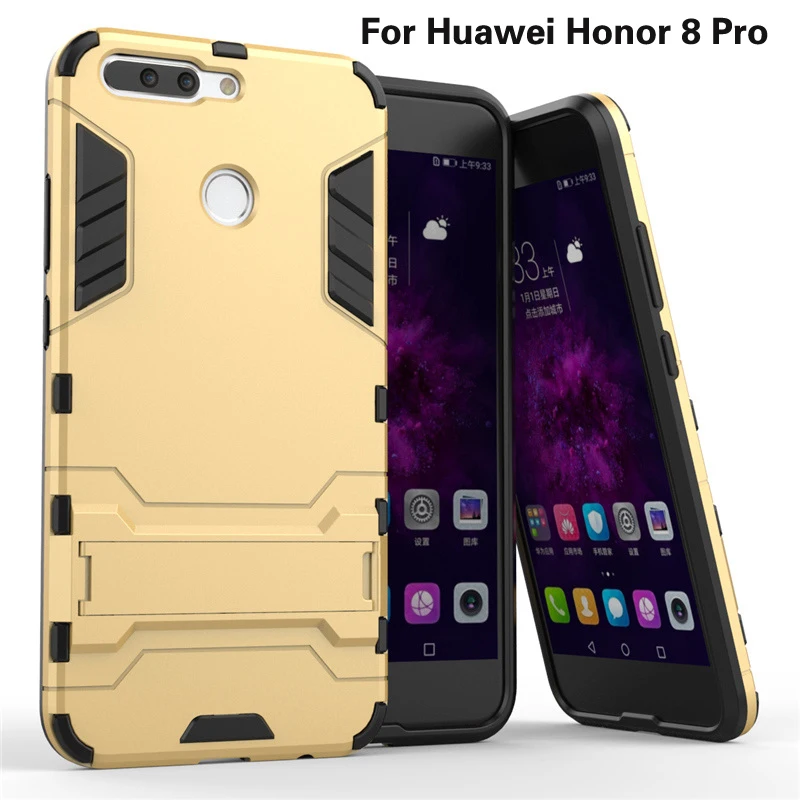 

Soft Silicon + PC Hard Armor Iron Man Cases For Huawei Honor 8 Pro Case Phone Anti-knock Back Cover With Stand