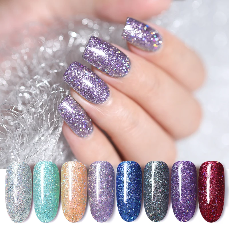 

BORN PRETTY 6ml Platinum Nail Gel Starry Sky Nails Gel UV Colors Glitter Soak Off Gel Polishs Bling Sequins Nail Art Set