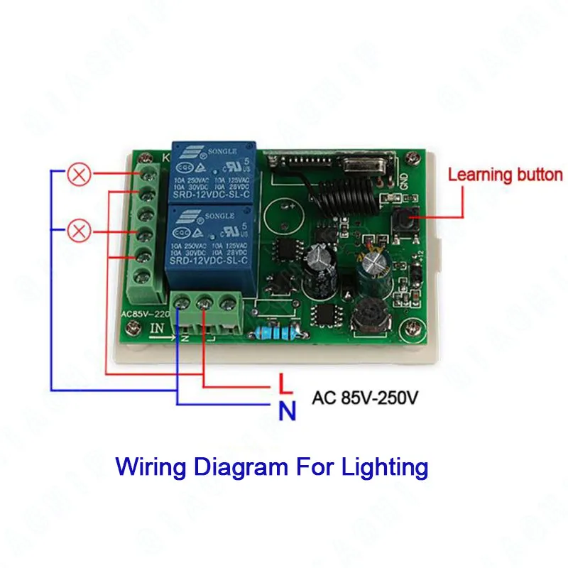 QIACHIP 86 стены Панель RF реле приемника 433 МГц Беспроводной удаленного Управление переключатель переменного тока 110 V 220 V 2 CH светодиодные лампы Smart Switch DIY