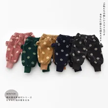 Розничная, новинка года, зимняя детская одежда для новорожденных, Модные шаровары в горошек для маленьких мальчиков и девочек, леггинсы, детские штаны