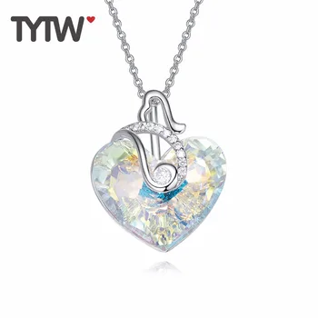 

TYTW Crystals From Austrian Necklaces Women Ocean Heart Pendant Austrian Rhinestone Chic Fashion Gift Choker Chain Necklace