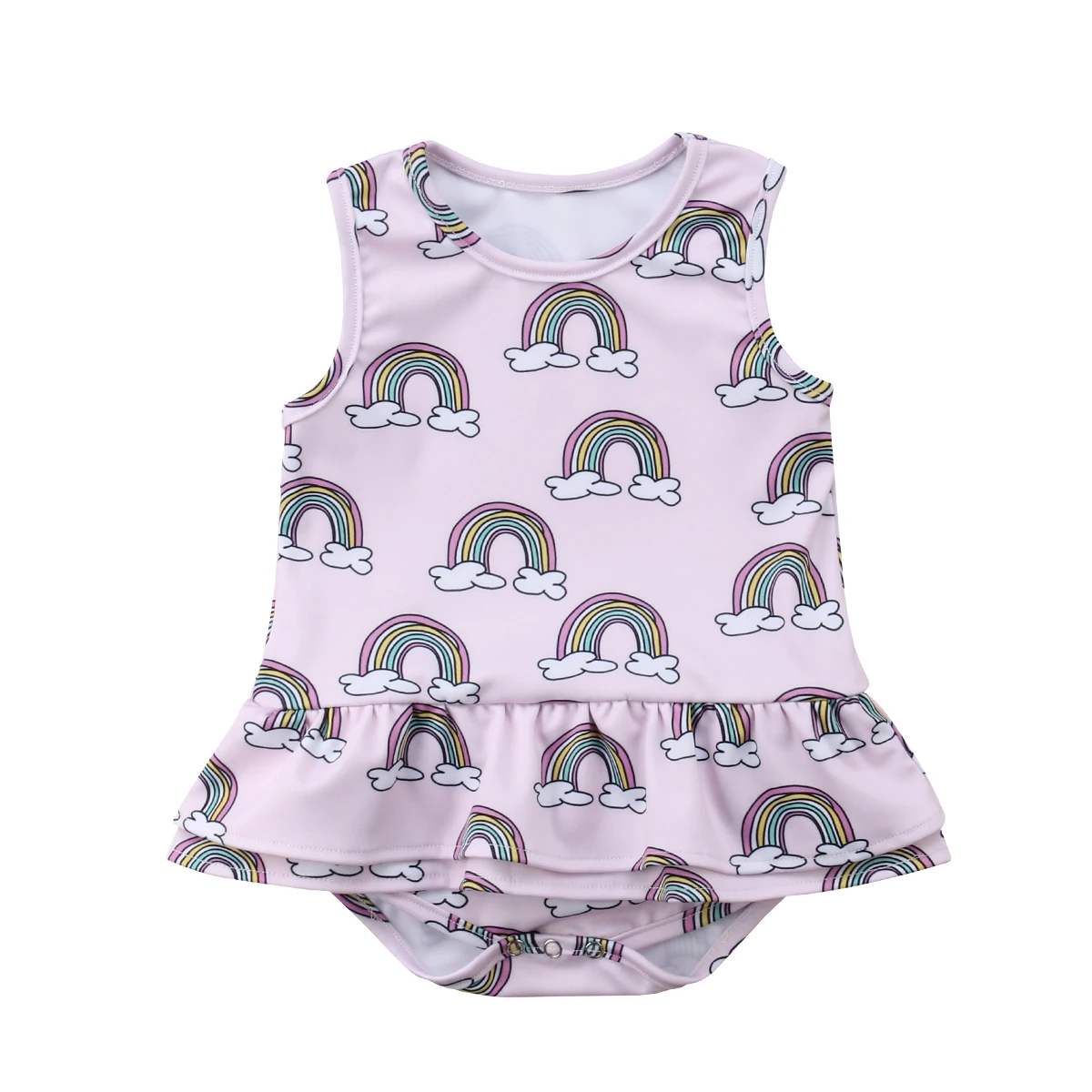 Newborn Infant Baby Girl Rainbow Romper Dress Sets Outfits