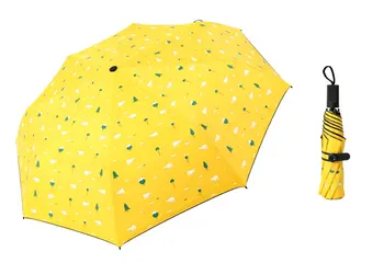 

Bear Tree Women Rain Umbrella Chic Pink Pencil Three Folding Girl Durable Portable Umbrellas Automatic Rain Gear Parasol