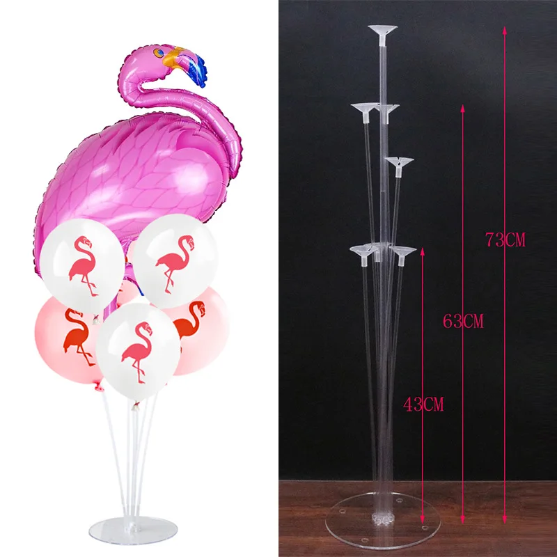 

7 Tubes Flamingo Party Table Balloons Holder Clear Plastic Balloon Stick Hawaii Beach Party Plastic Balloons Display Stand Decor