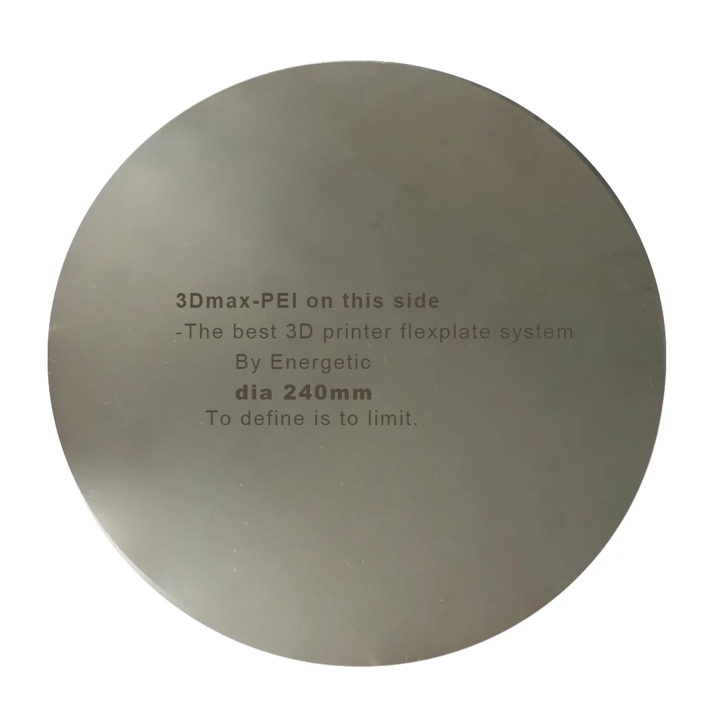 

ENERGETIC Upgrade MK3 Round Spring Steel Heatbed with Pre-applied PEI Sheet Diameter 240mm for Kossel Plus 3D Printers
