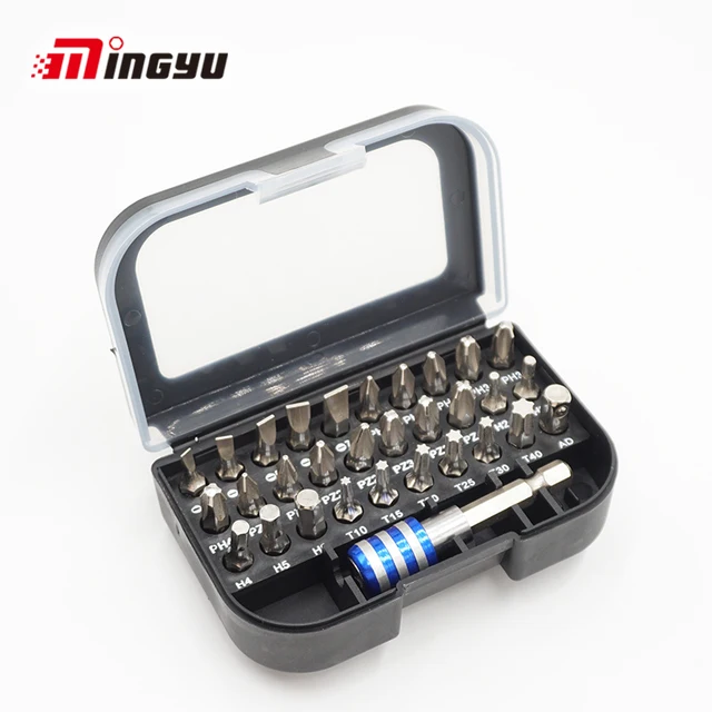 31 PCS Common Screwdriver Bit Set 1/4'' 25mm Slotted Torx Hex Phillips