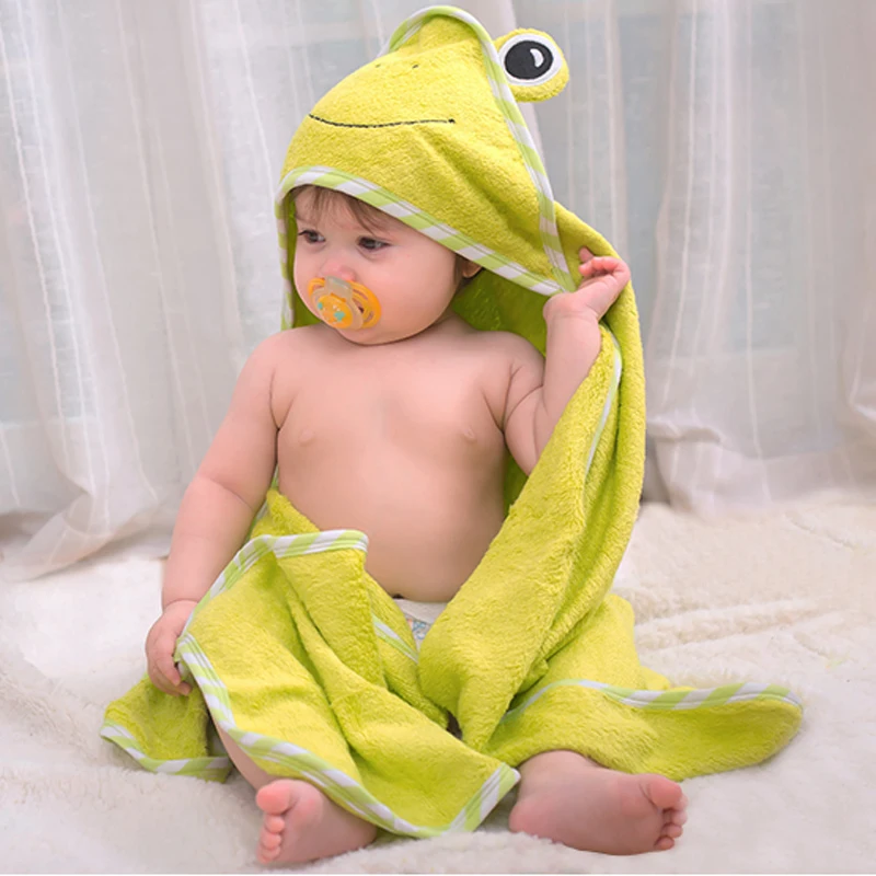 Baby Bath Towel Pure Super Soft Bamboo Fiber Hooded Towel Cartoon Pattern Baby Swaddle For Newborns Blanket For Kids