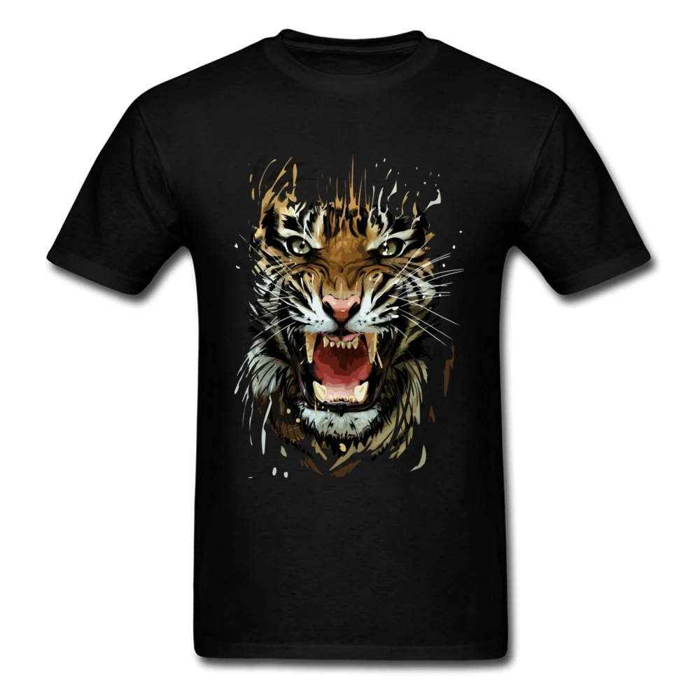 2019 дышащая Летняя мужская футболка Tiger Splash Art Design Мужская Стильная черная с