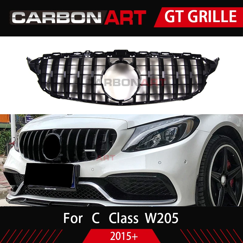 Carbonart C Class W205 GT решетка решетки переднего бампера подходит для mercedes W205 C200 C300 Спорт Нет/с отверстием для камеры