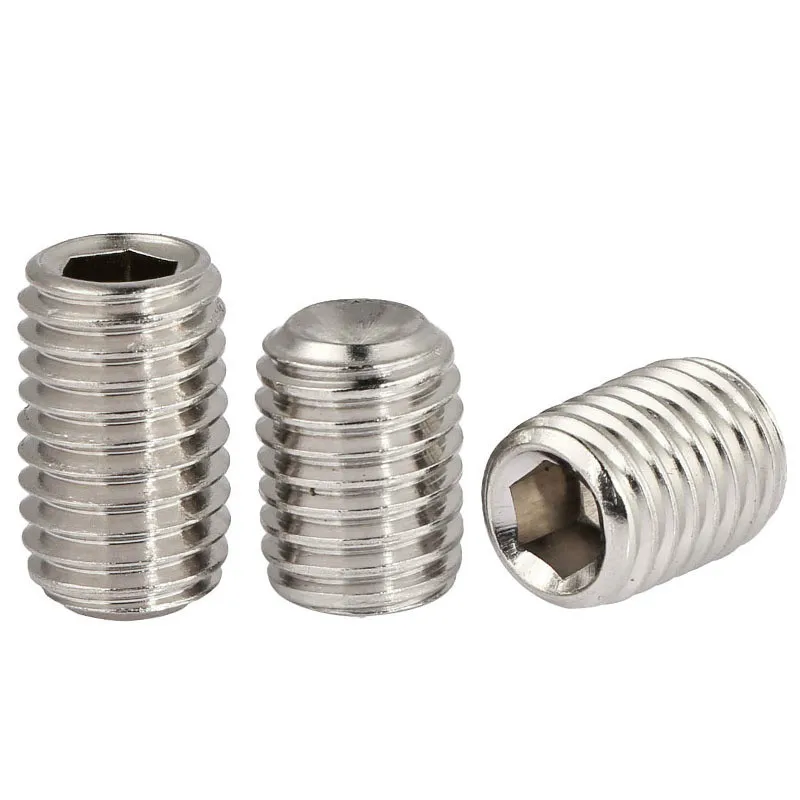 

5PCS DIN913 M8 M10 304 Stainless Steel Metric Thread Grub Screws Flat Point Hexagon Socket Set Screws Headless