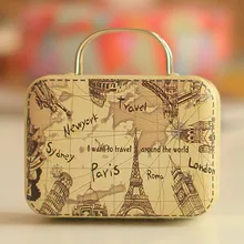 Vintage en forma de Caja de almacenaje para dulces regalo de boda Favor caja de hojalata Cable organizador personalizado Cable contenedor casa V3626